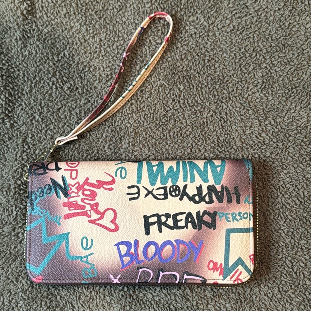 NWOT Graffiti Print Wristlet Wallet